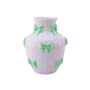 Housevitamin Bauchvase aus Dolomit (14 x 19 cm) – Bunte Kugelvase mit Muster