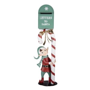 Briefkasten mit Weihnachtsdekoration 31 x 16 x 96 cm – Grünes Metall | Clayre & Eef